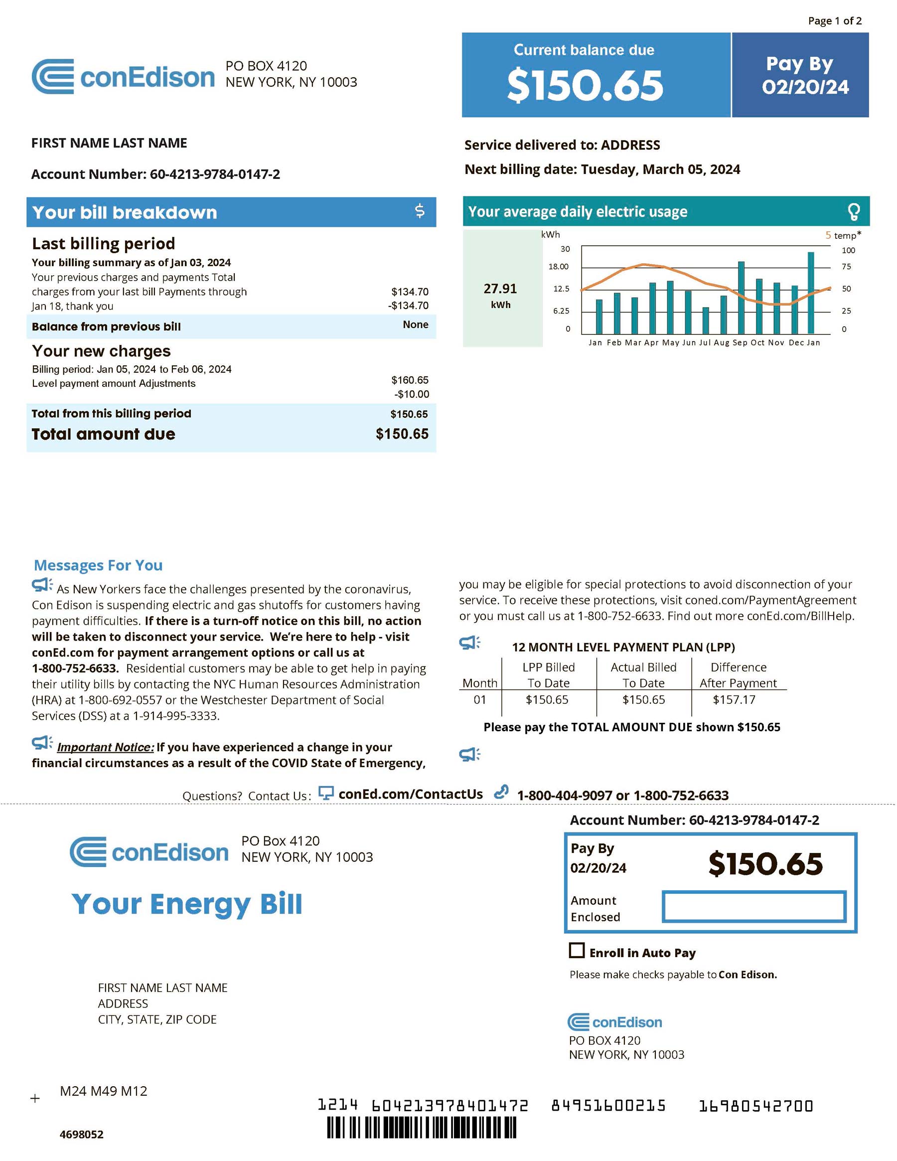 {State} Con Edison A4 utility template – download and edit easily