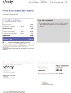 US Xfinity A4 utility template – download and edit easily