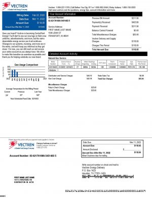 utility bill for proof of address