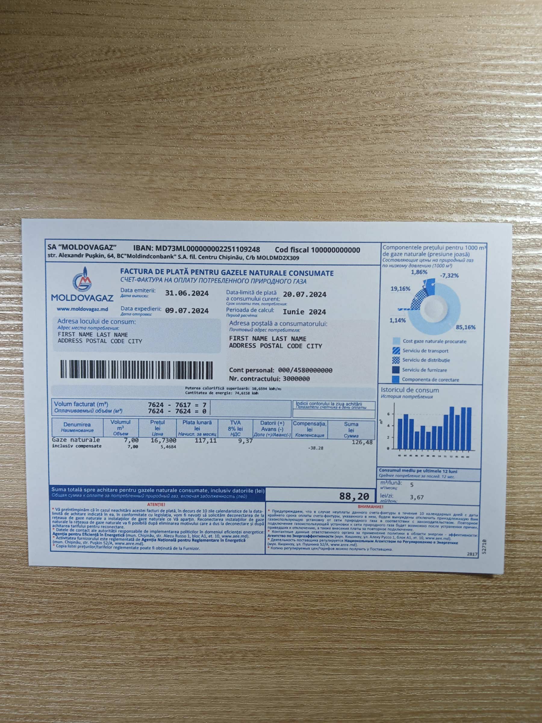 Authentic printed {Provider} bill from {State} – proof of address example