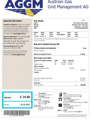 AGGM austria utility bill template