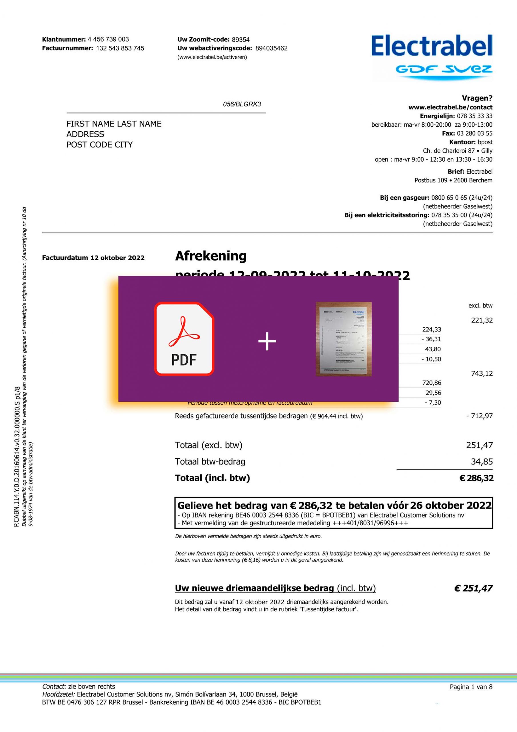 Belgium Create utility bill