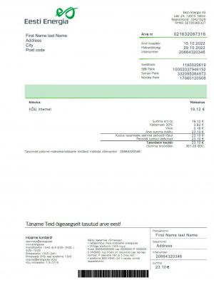 Estonia utility bill