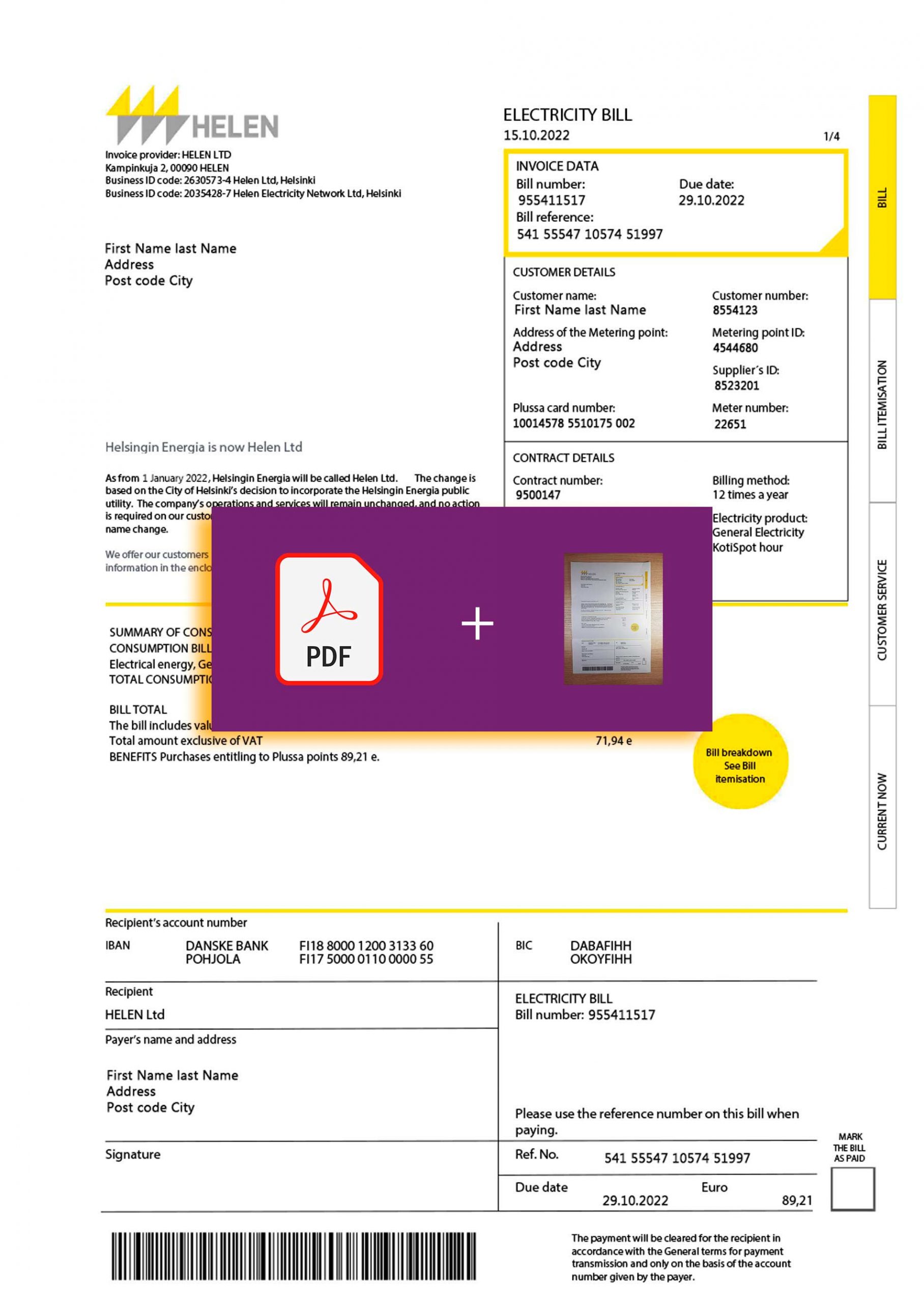 Finland utility bill