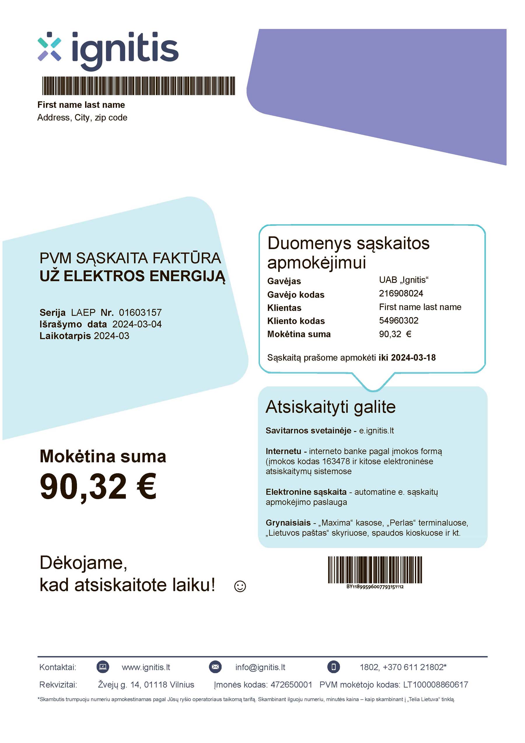 Lithuania {State} Ignitis A4 utility template – download and edit easily