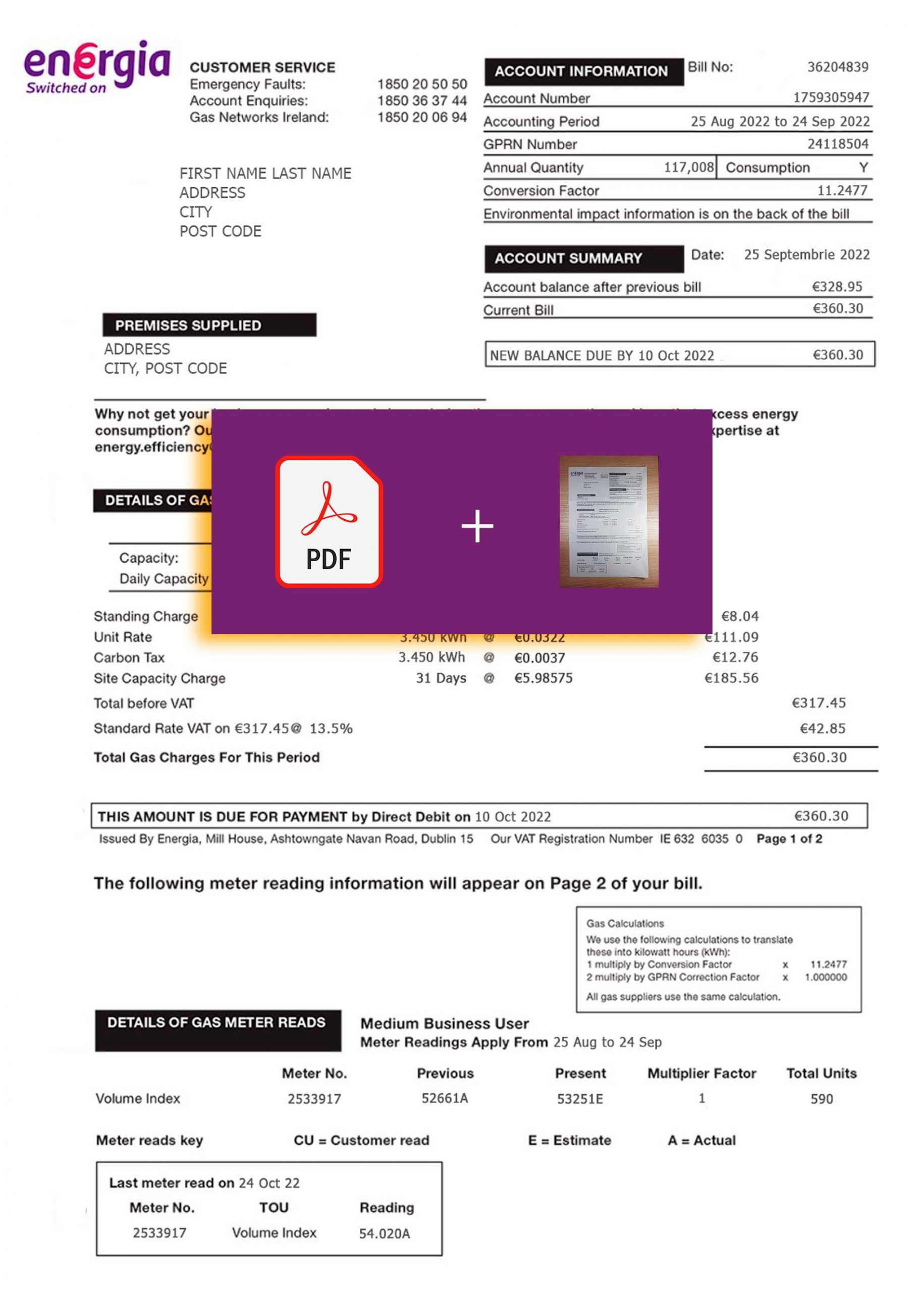 Ireland utility bill