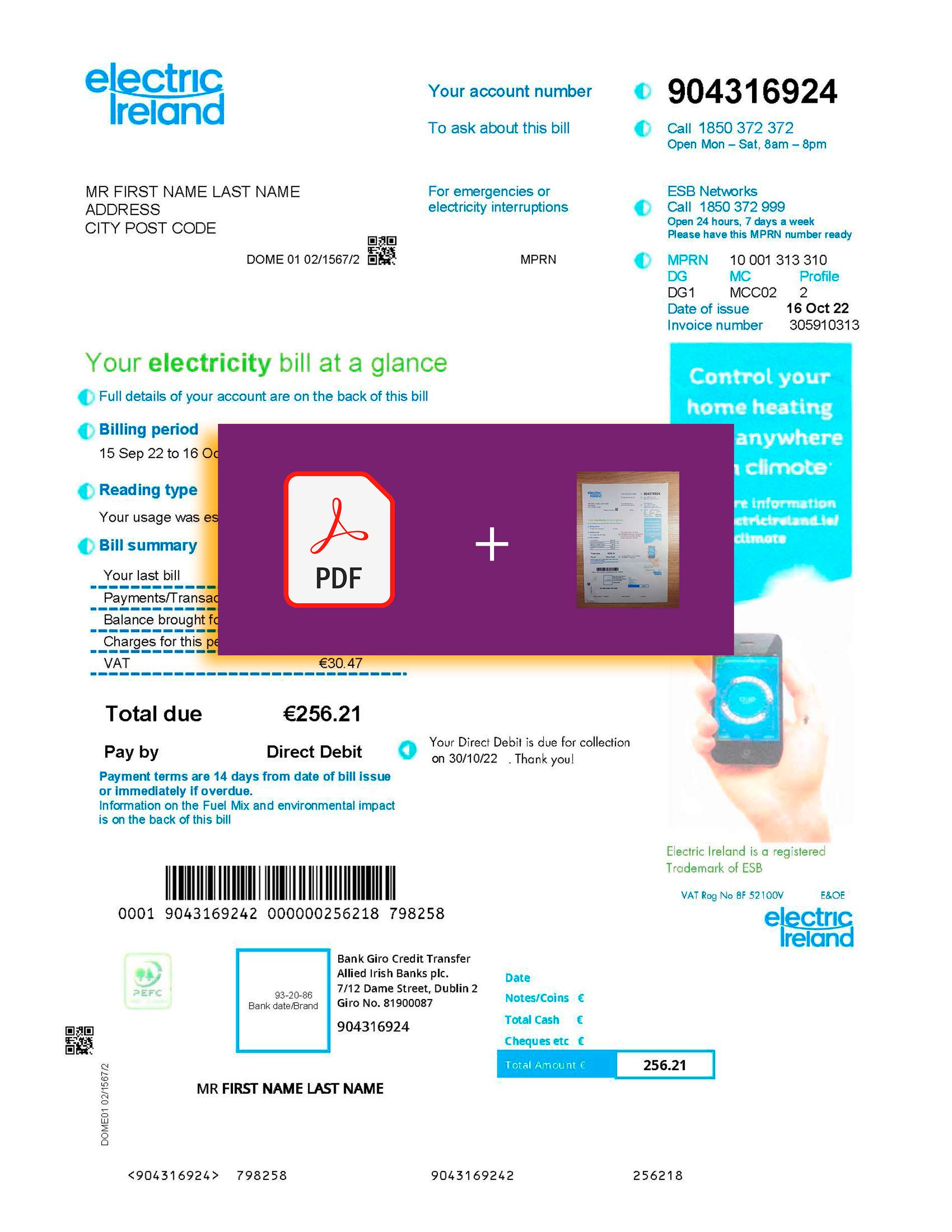 Ireland utility bill