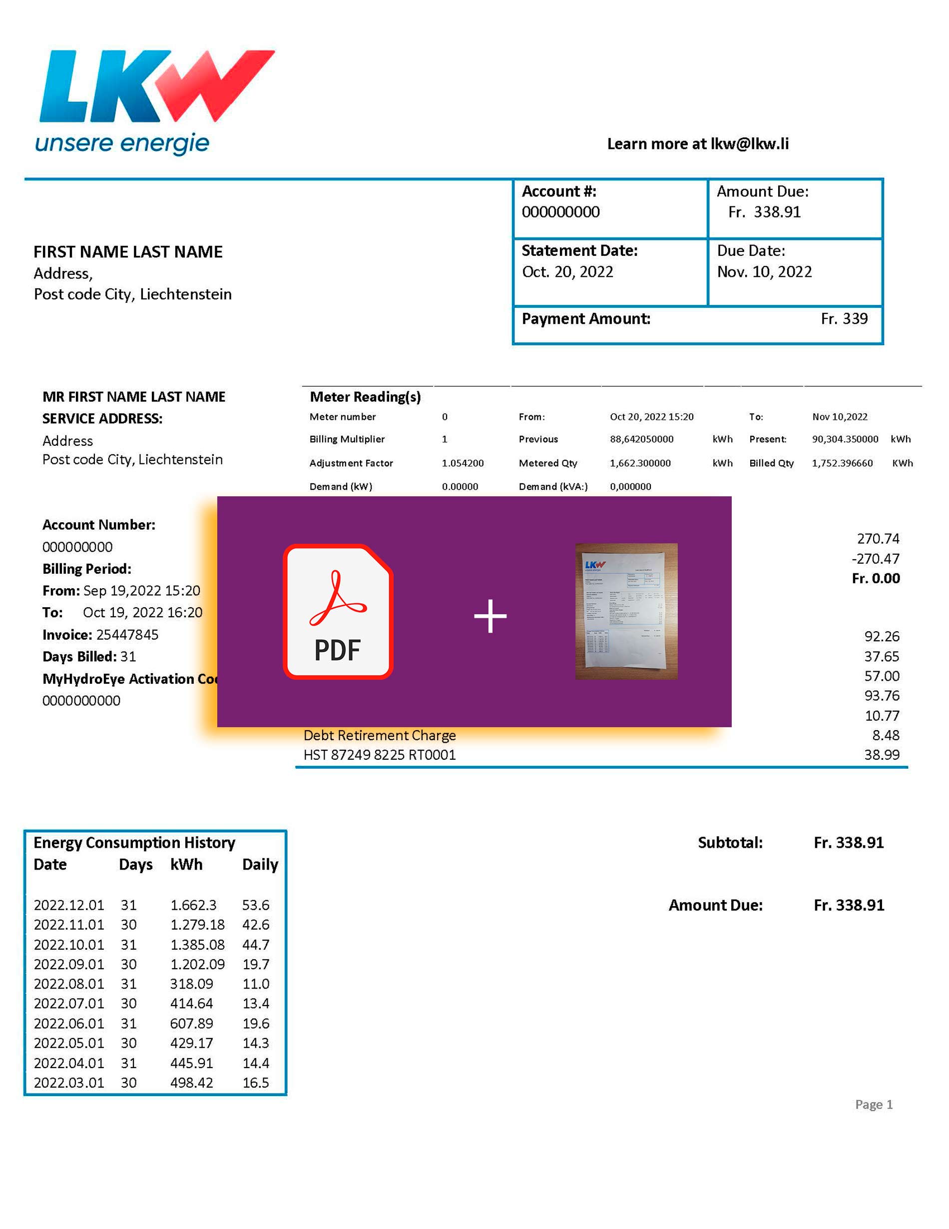 Liechtenstein utility bill