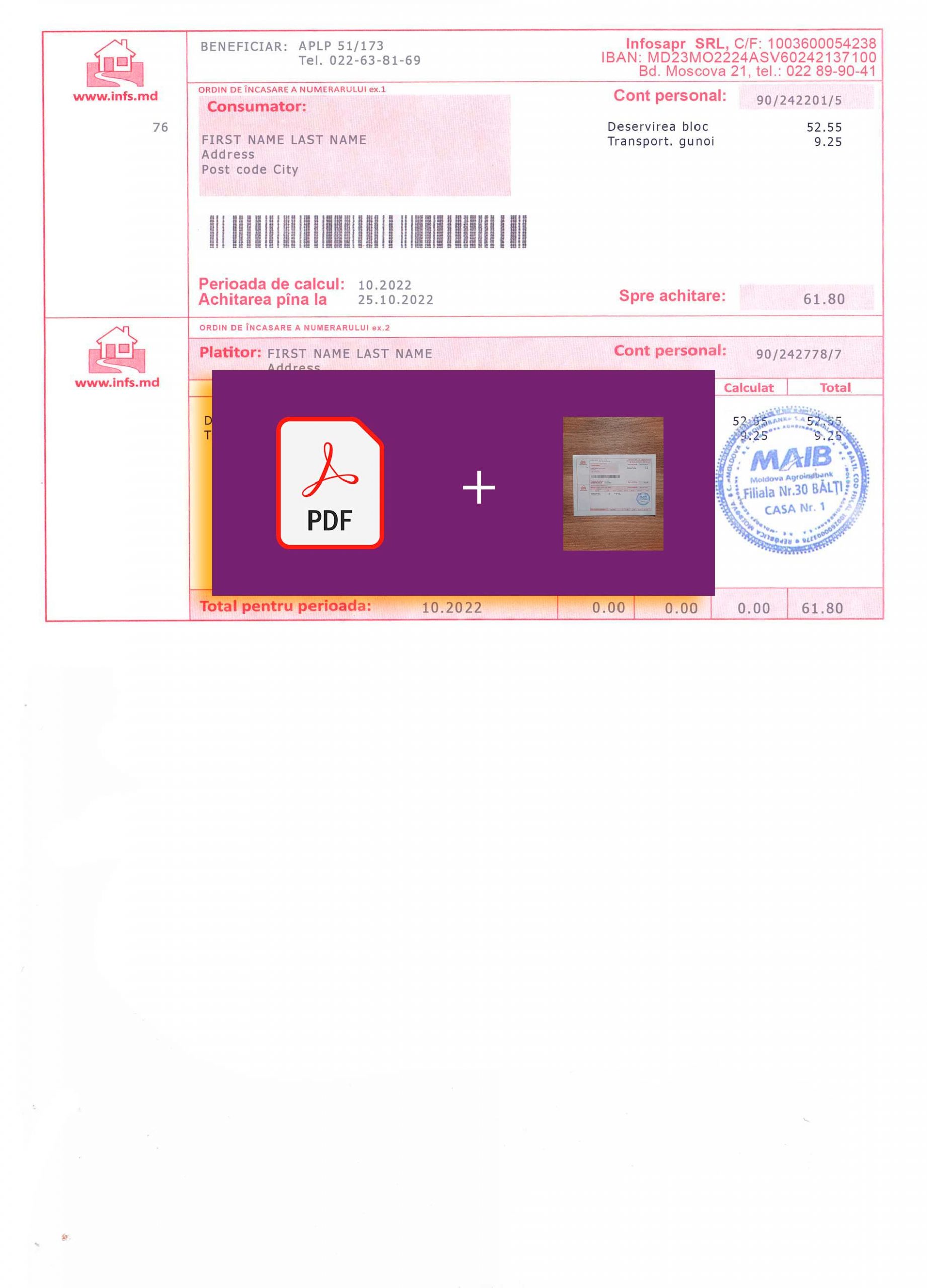 Moldova utility bill