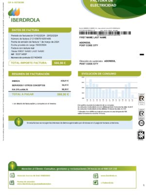 Portugal {State} Iberdrola A4 utility template – download and edit easily