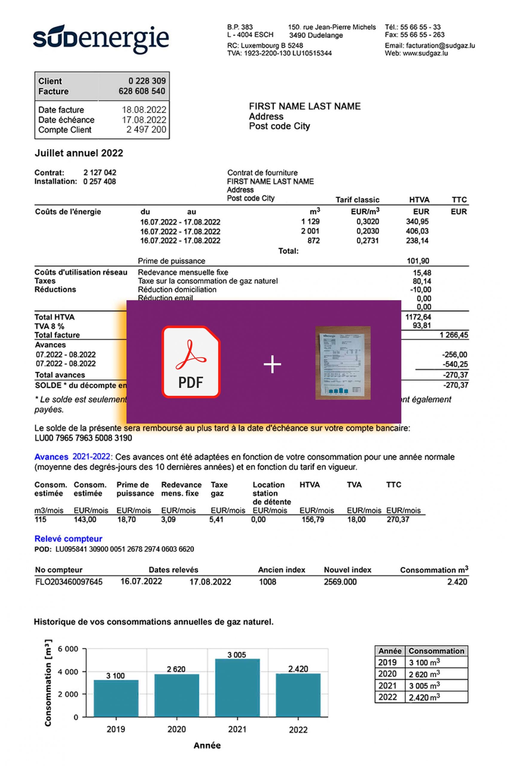 Luxembourg utility bill