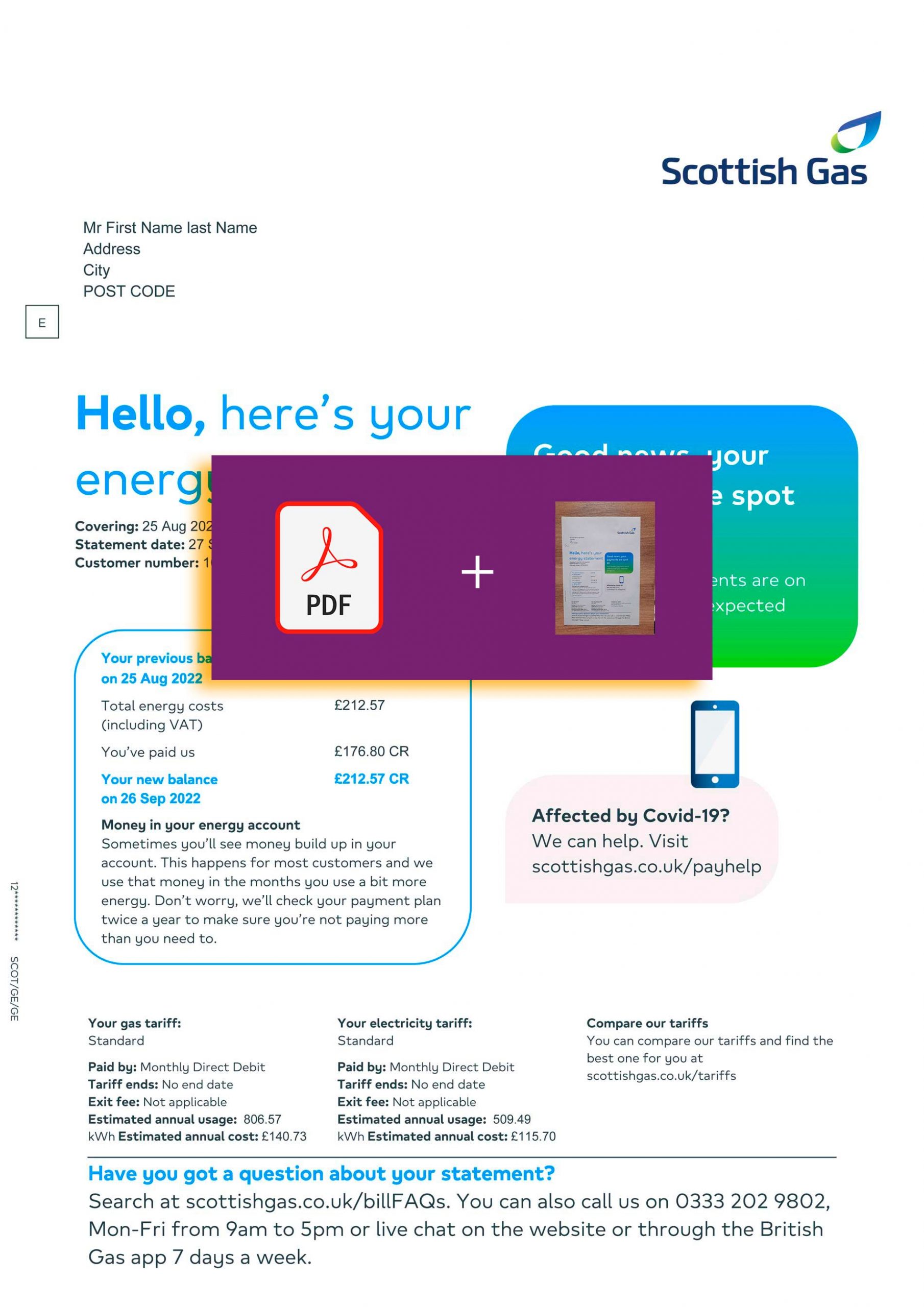 Scotish Gas utility bill