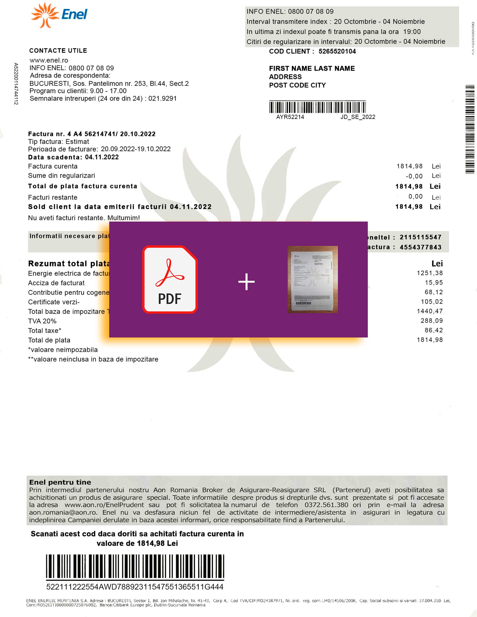 Romania utility bill