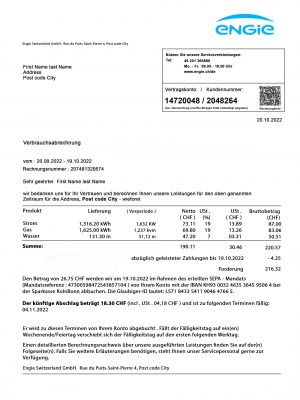 Switzerland Make utility bill template