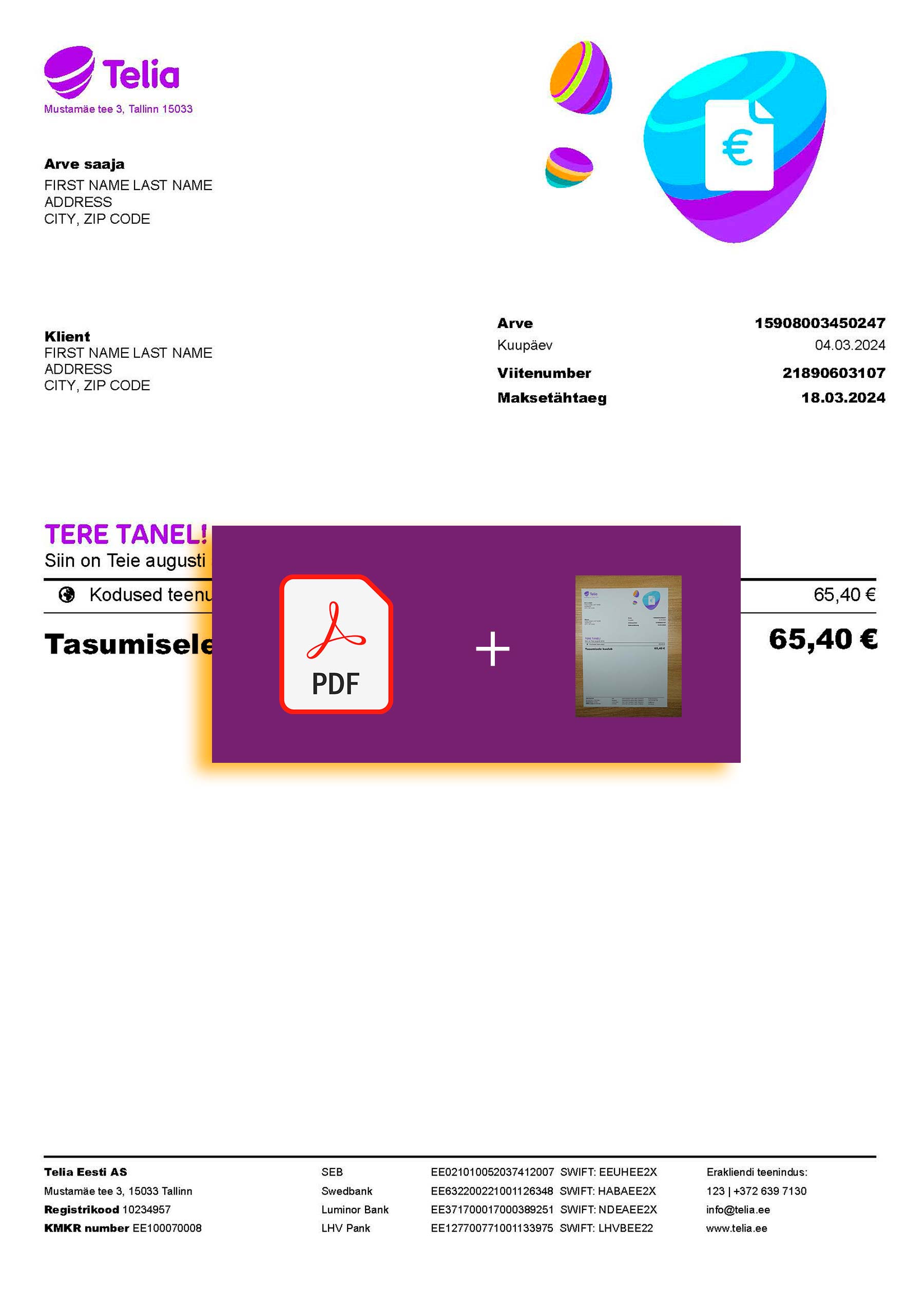 Estonia Telia utility file with verification stamp – ready to use
