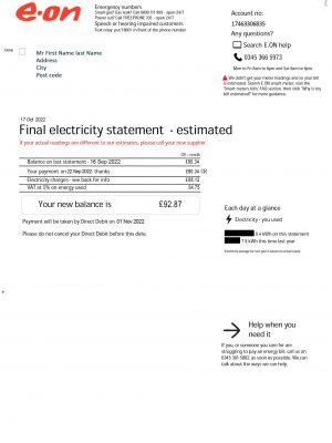 UK utility bill template