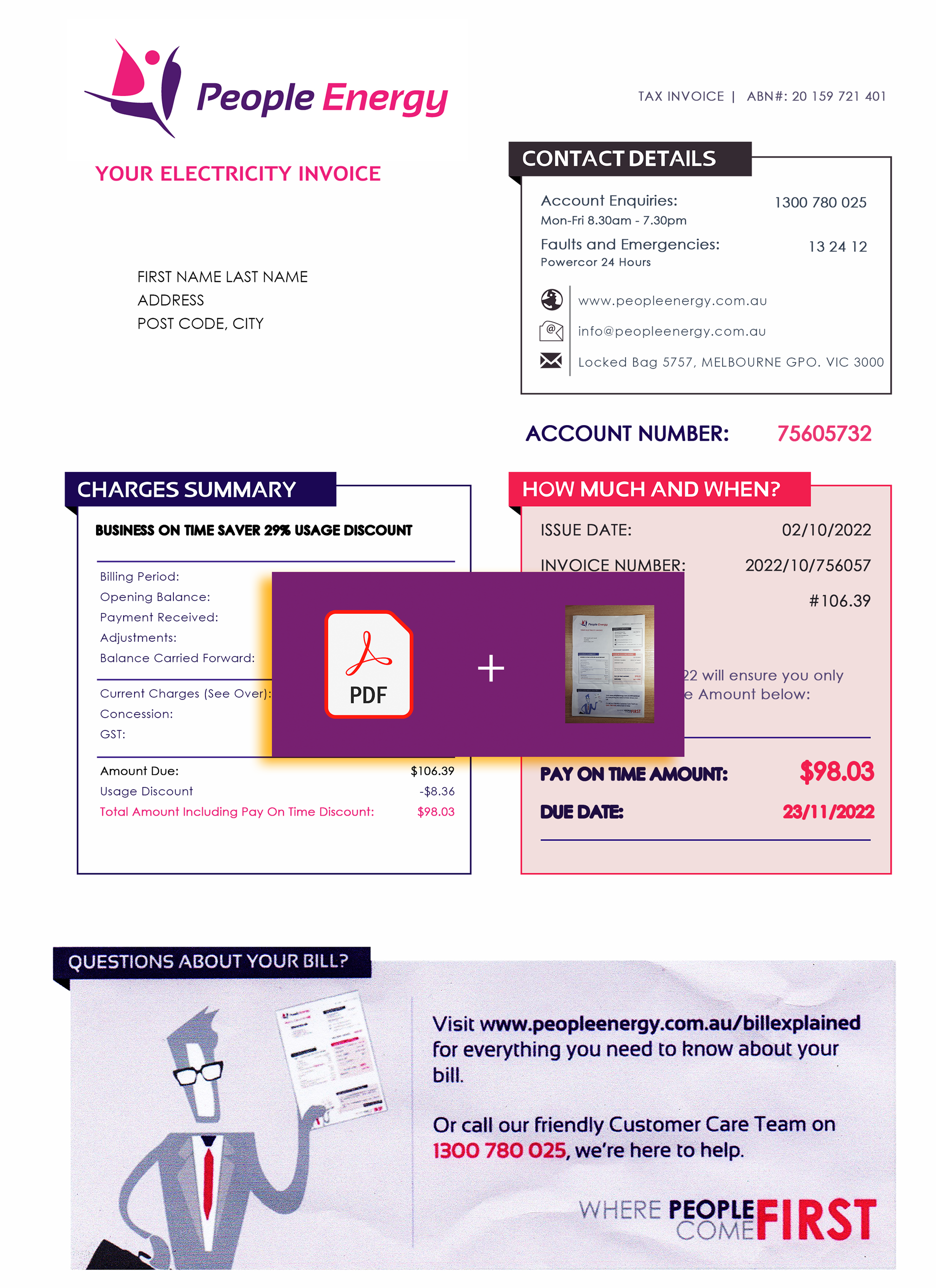 Australia utility bill template