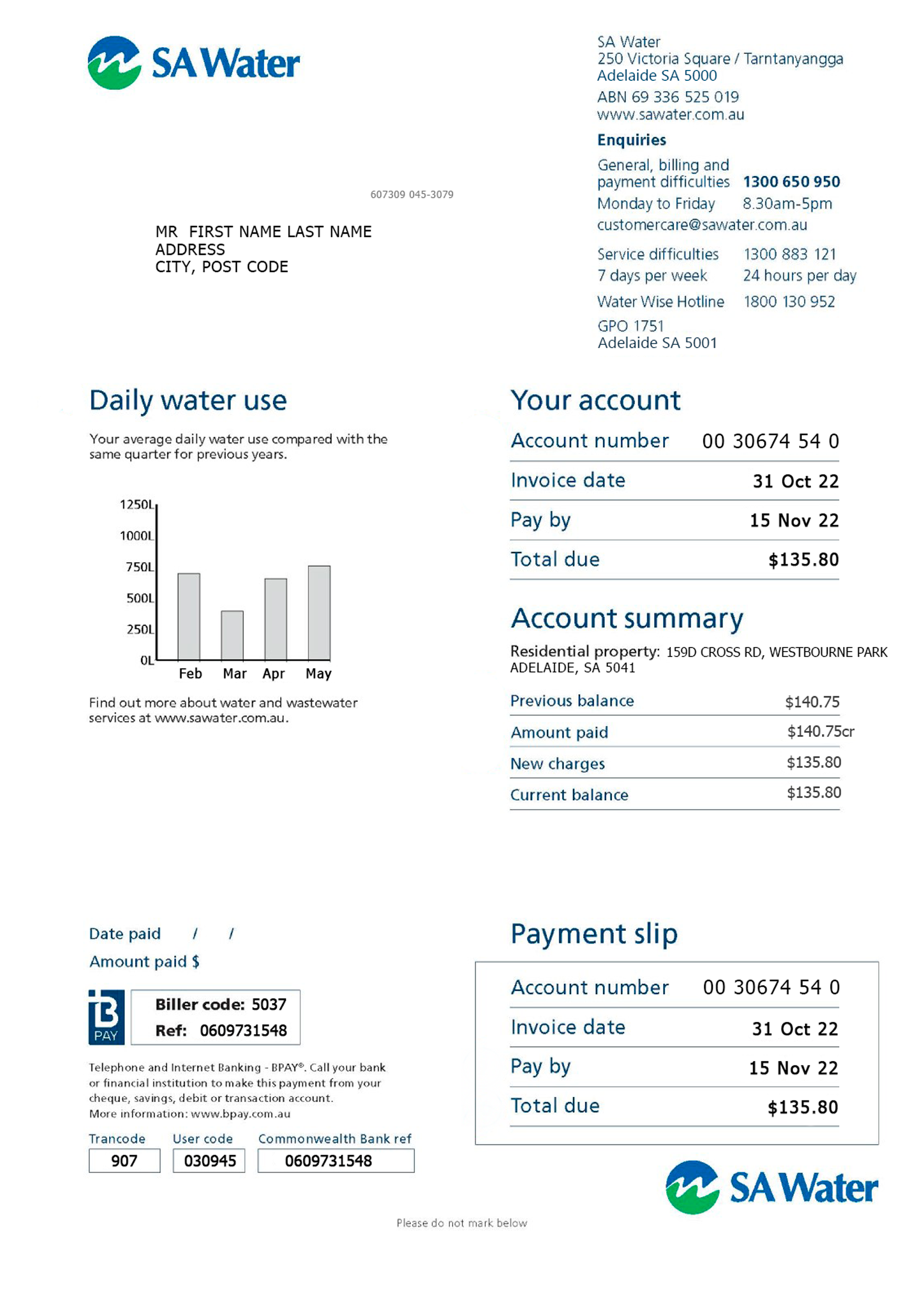 Australia utility bill for proof of address