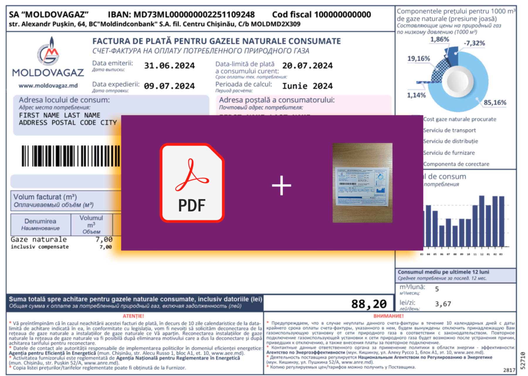 Downloadable {utility type} bill from {Provider}, {State} – banner included