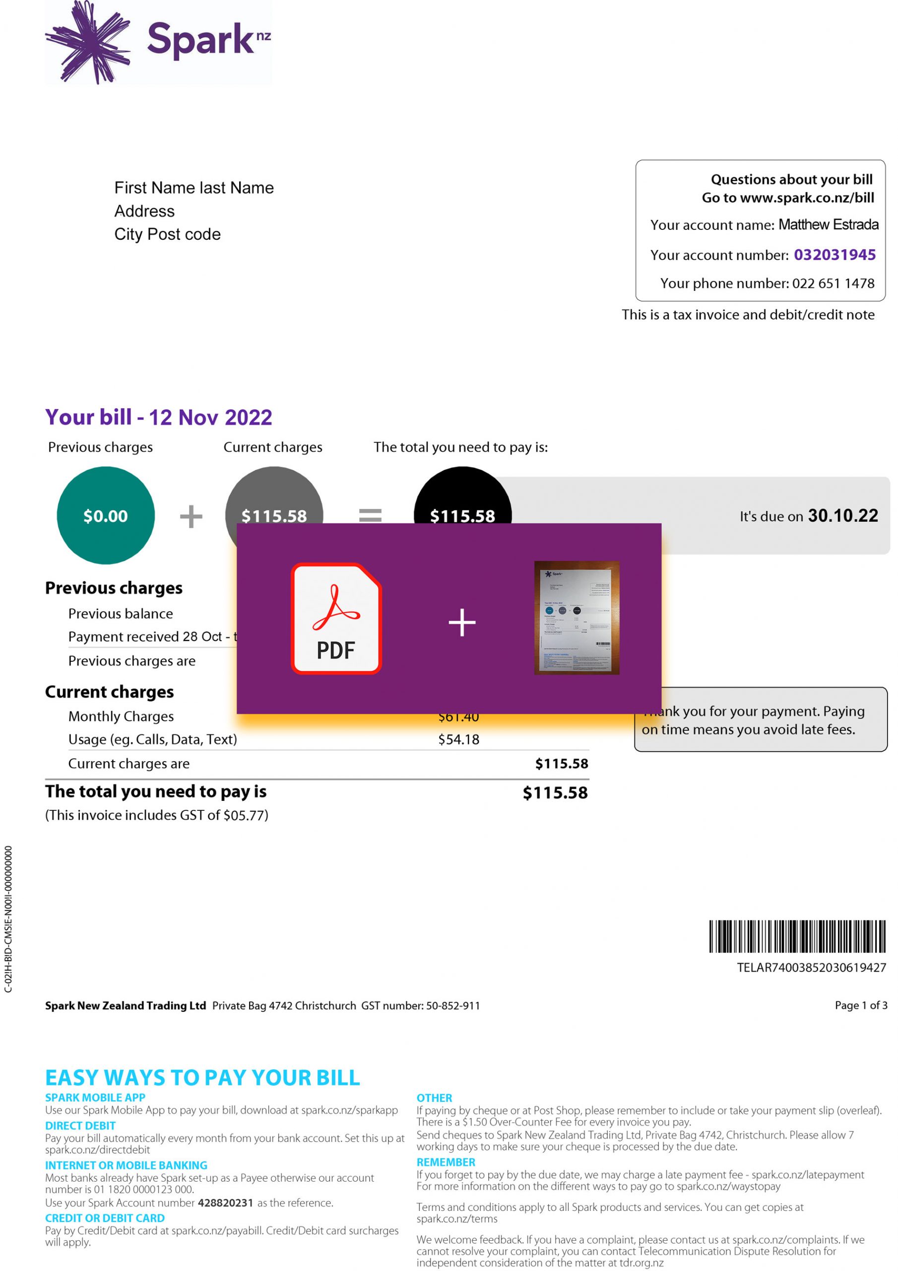 New Zealand Create utility bill