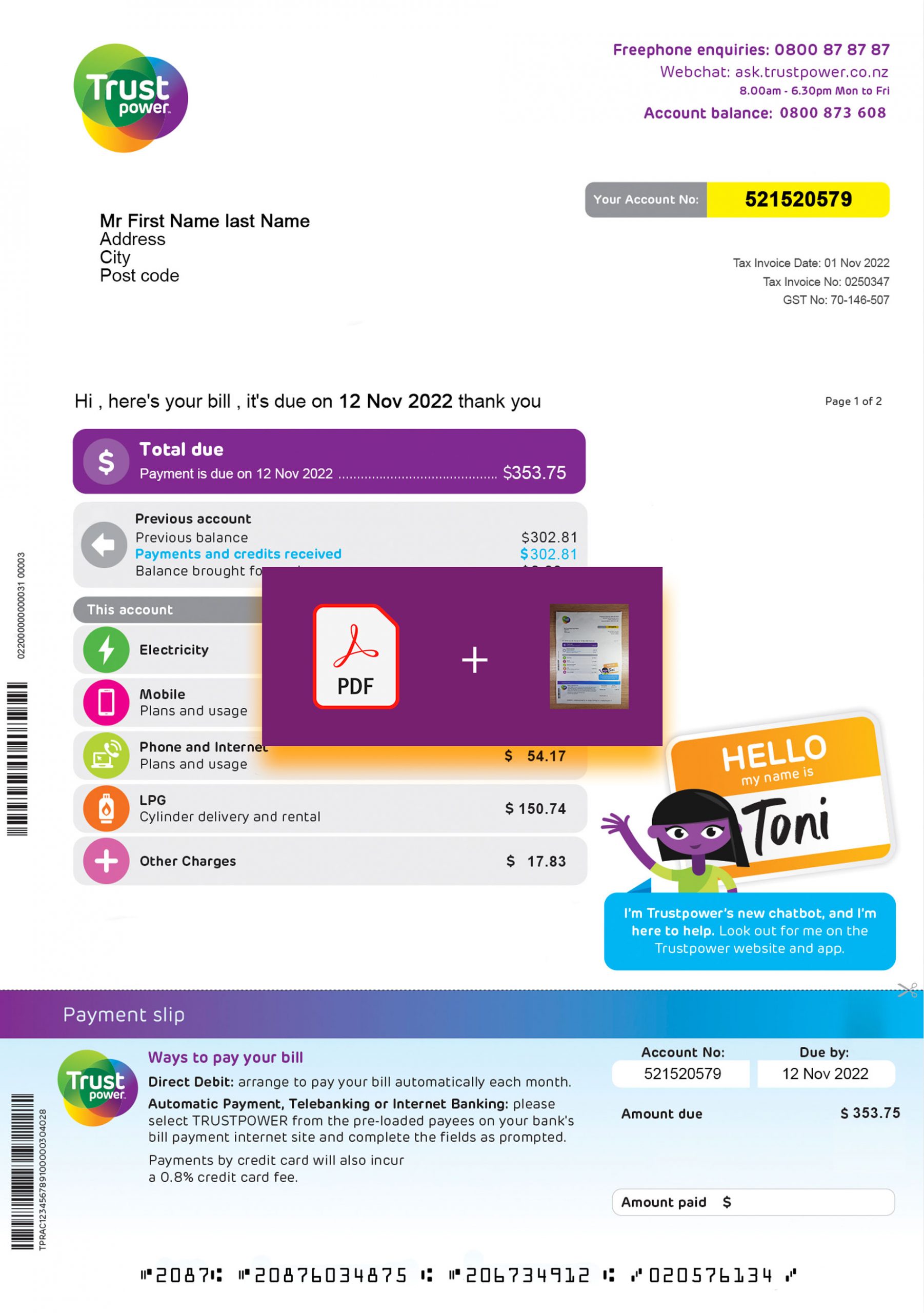 New Zealand utility bill