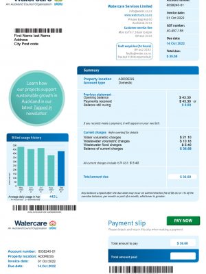 New Zealand utility bill template