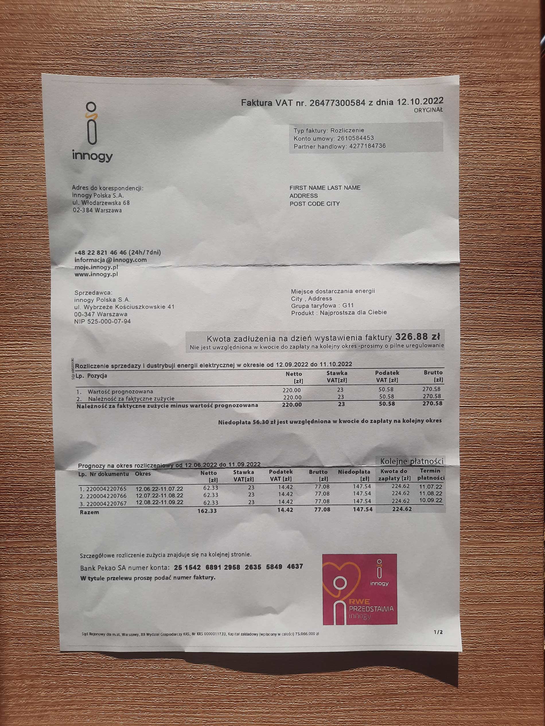 Poland Innogi utility bill template sample