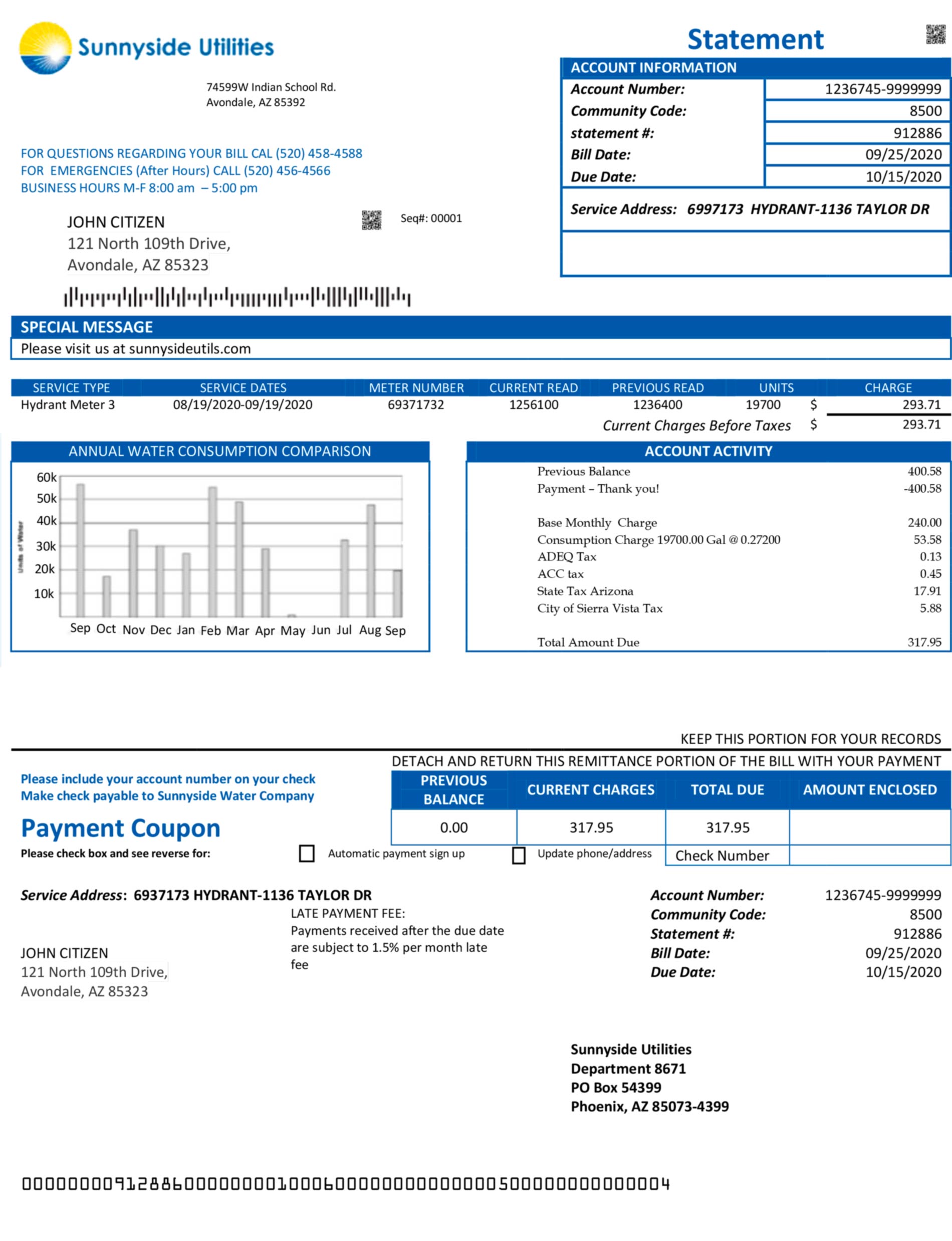 Washington utility bill template