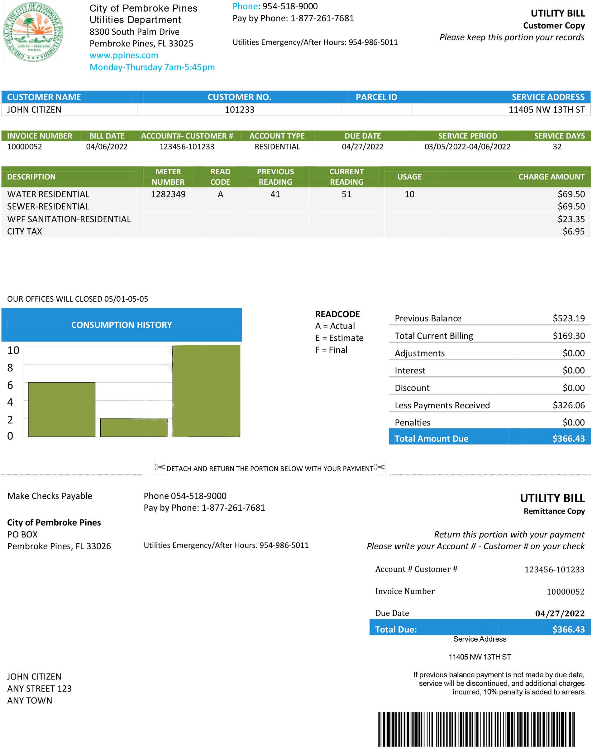 florida utility bill template