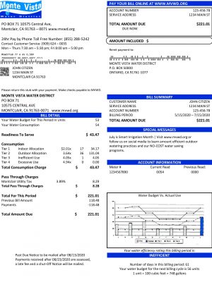 California utility bill template