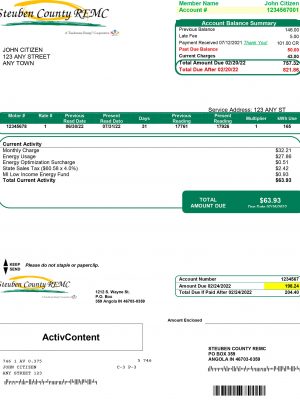 Indiana utility bill template