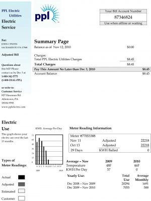 PPL utility bill template