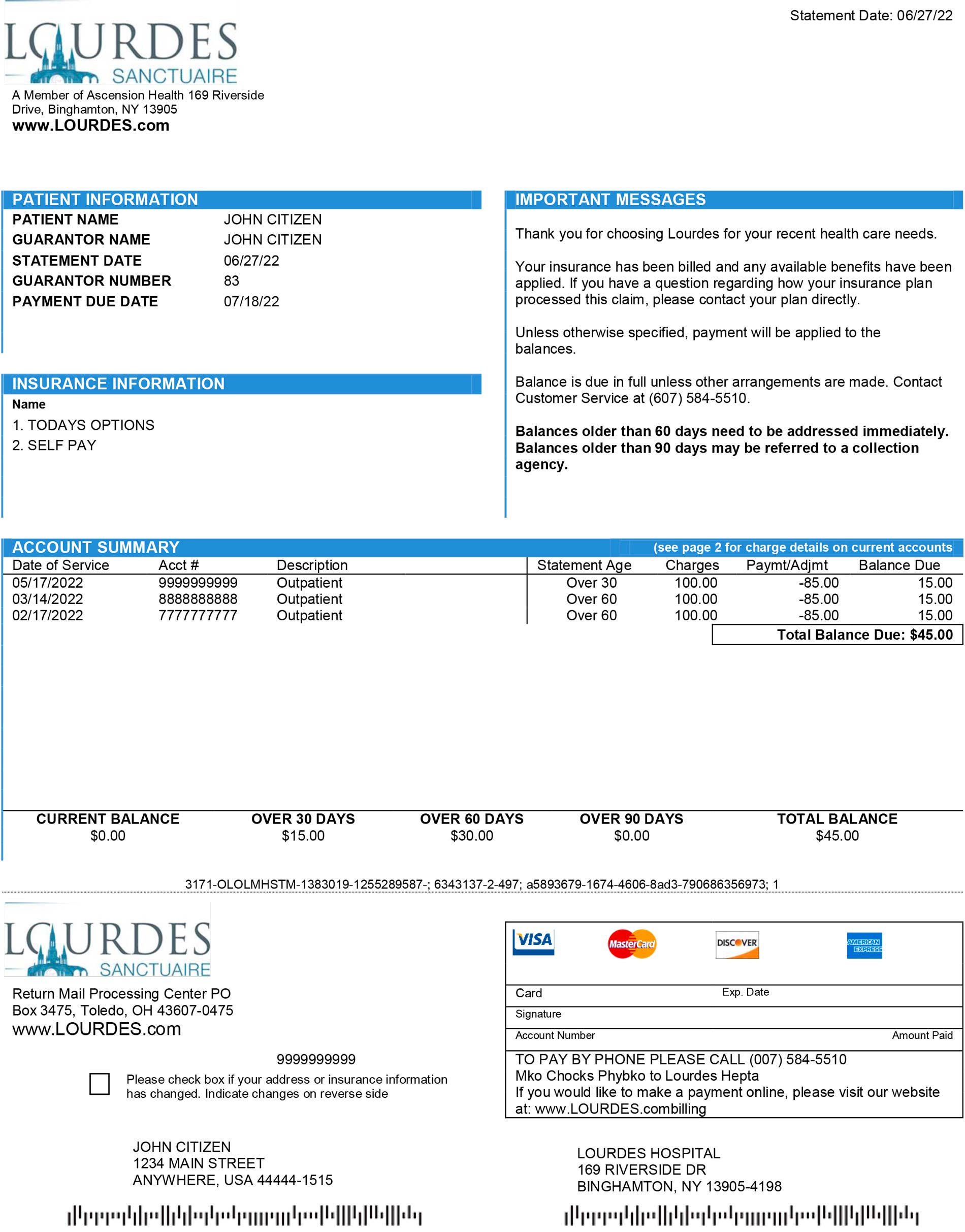 New York Lourdes utility bill
