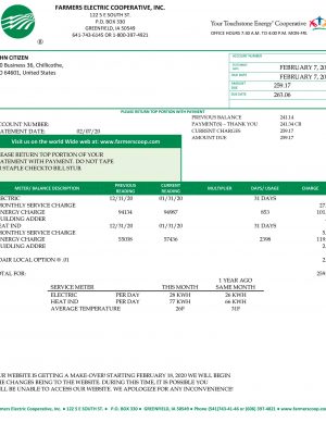 Farmers Electric Cooperative utility bill