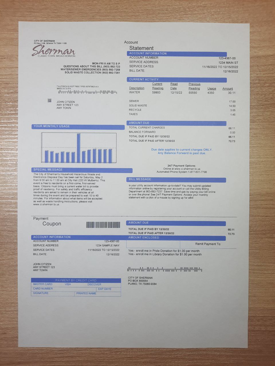 utility bill