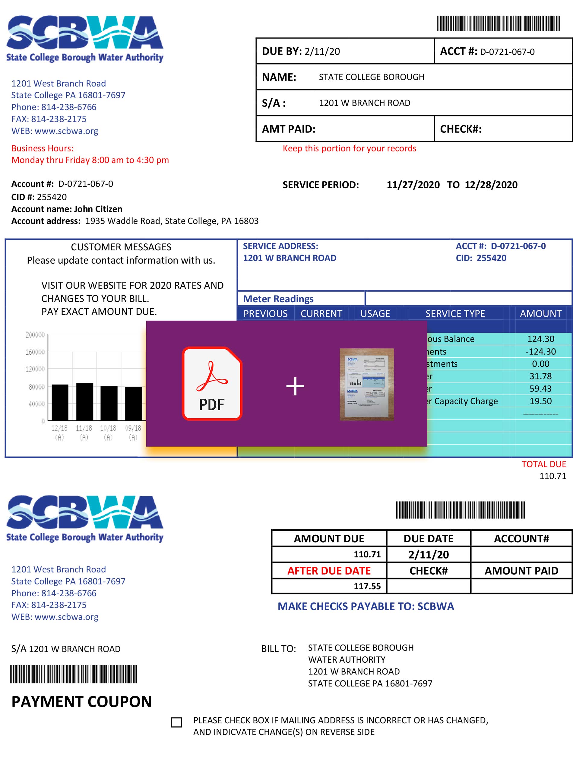 Pennsylvania utility bill for proof of address