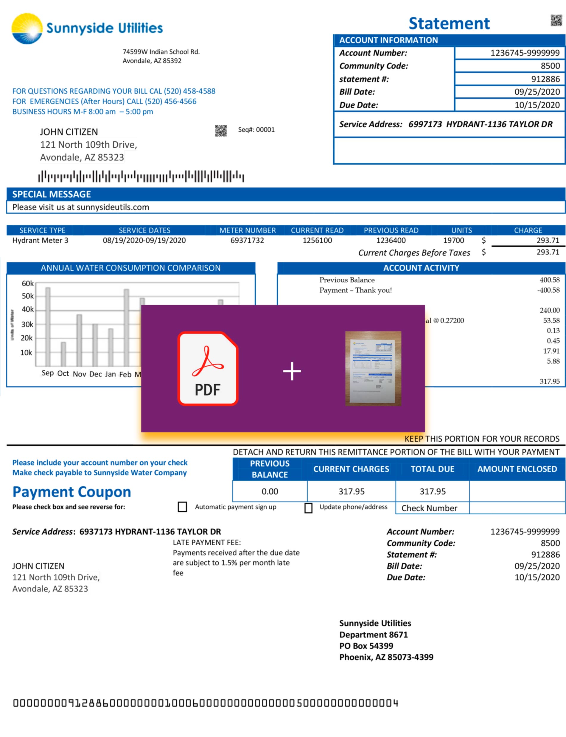 Washington utility bill for proof of address