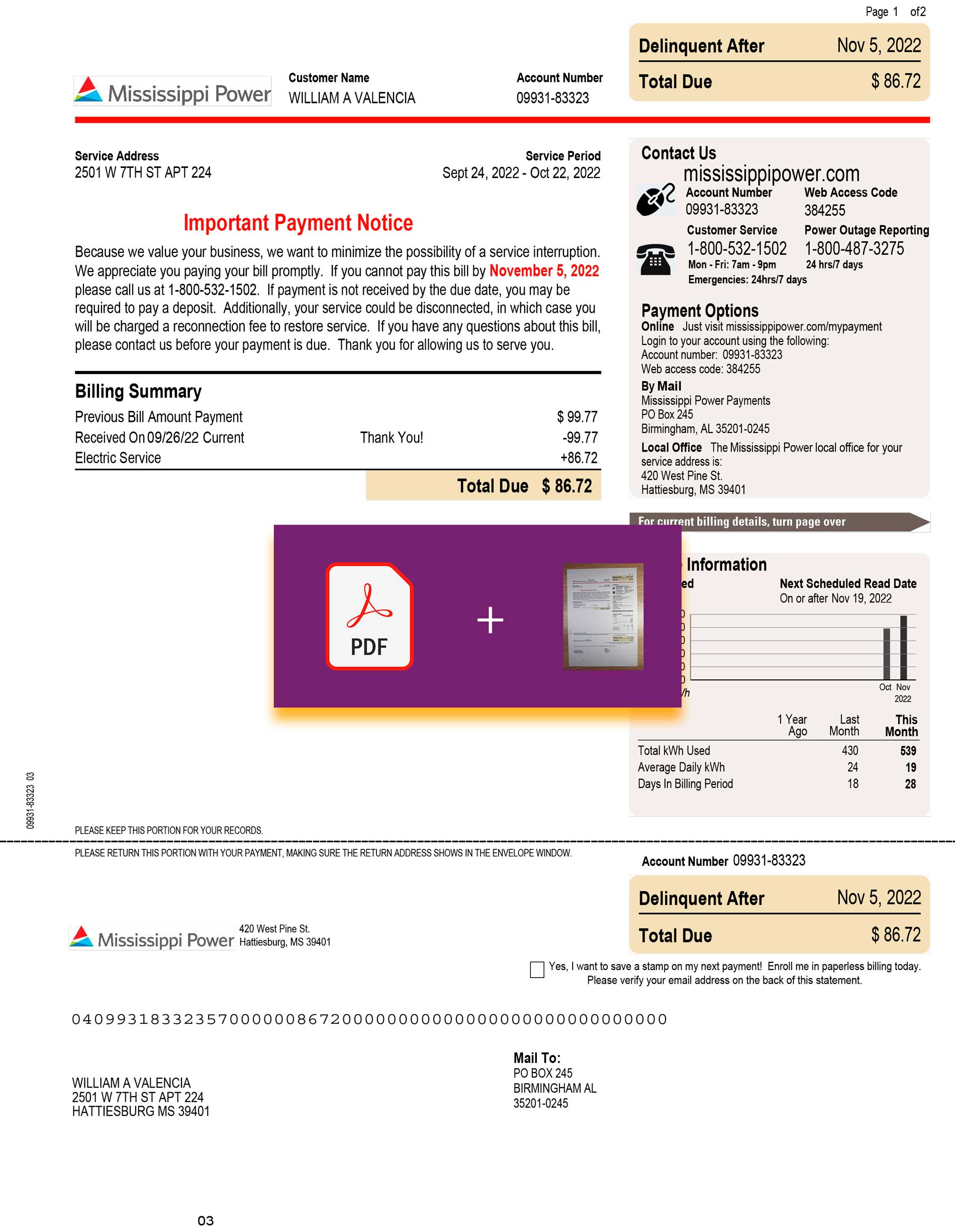 mississippi power utility bill