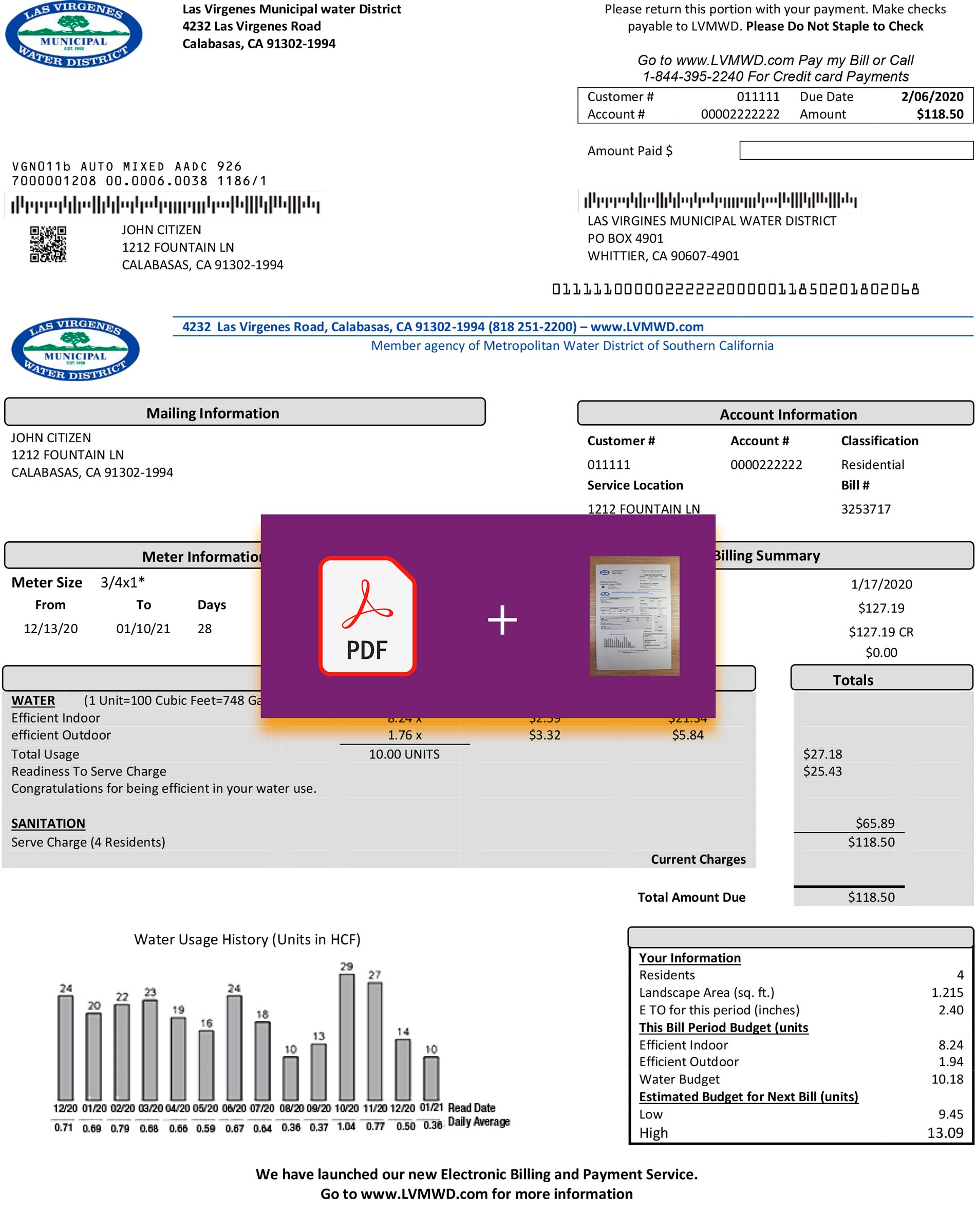 california utility bill template