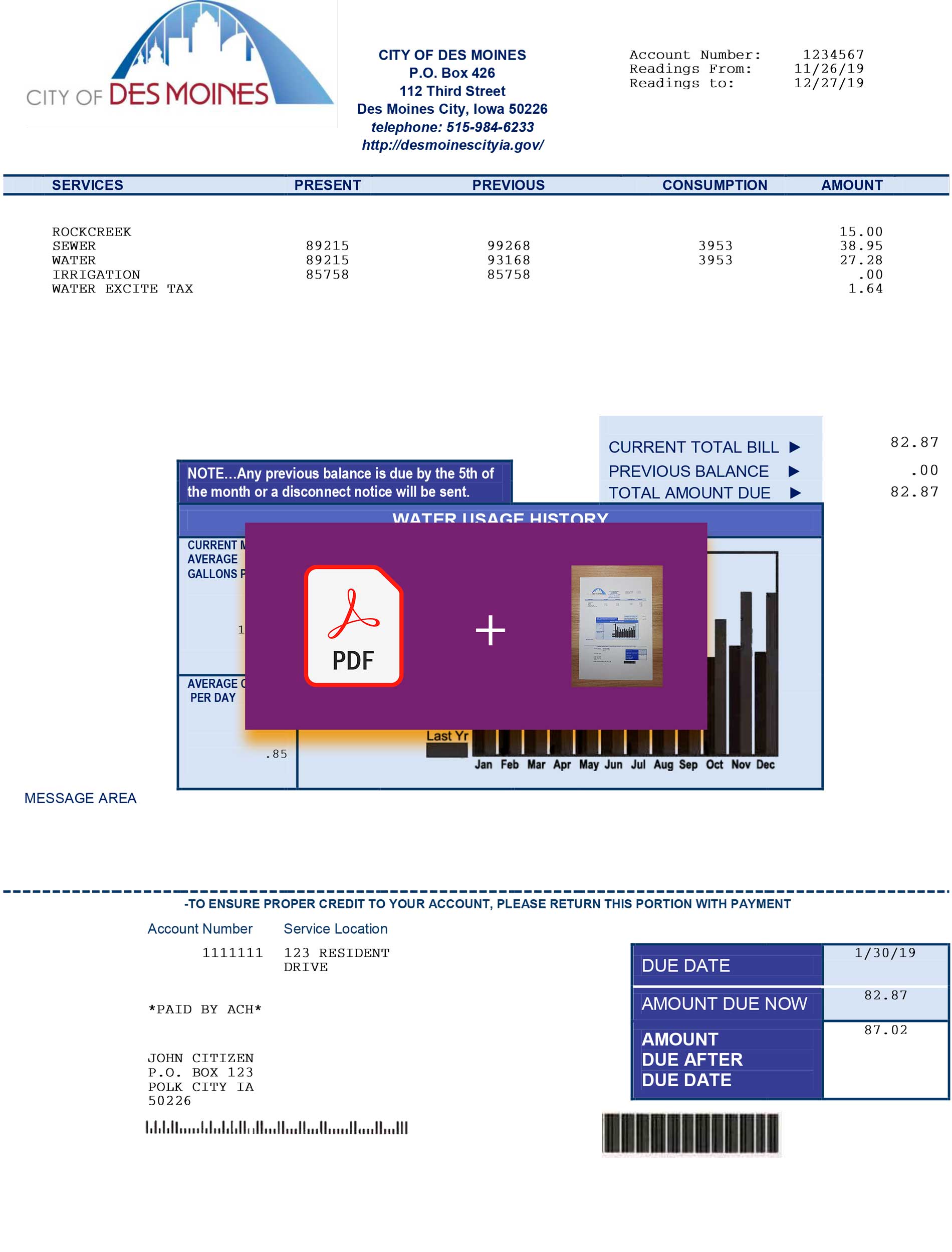 Iowa utility bill for proof of address