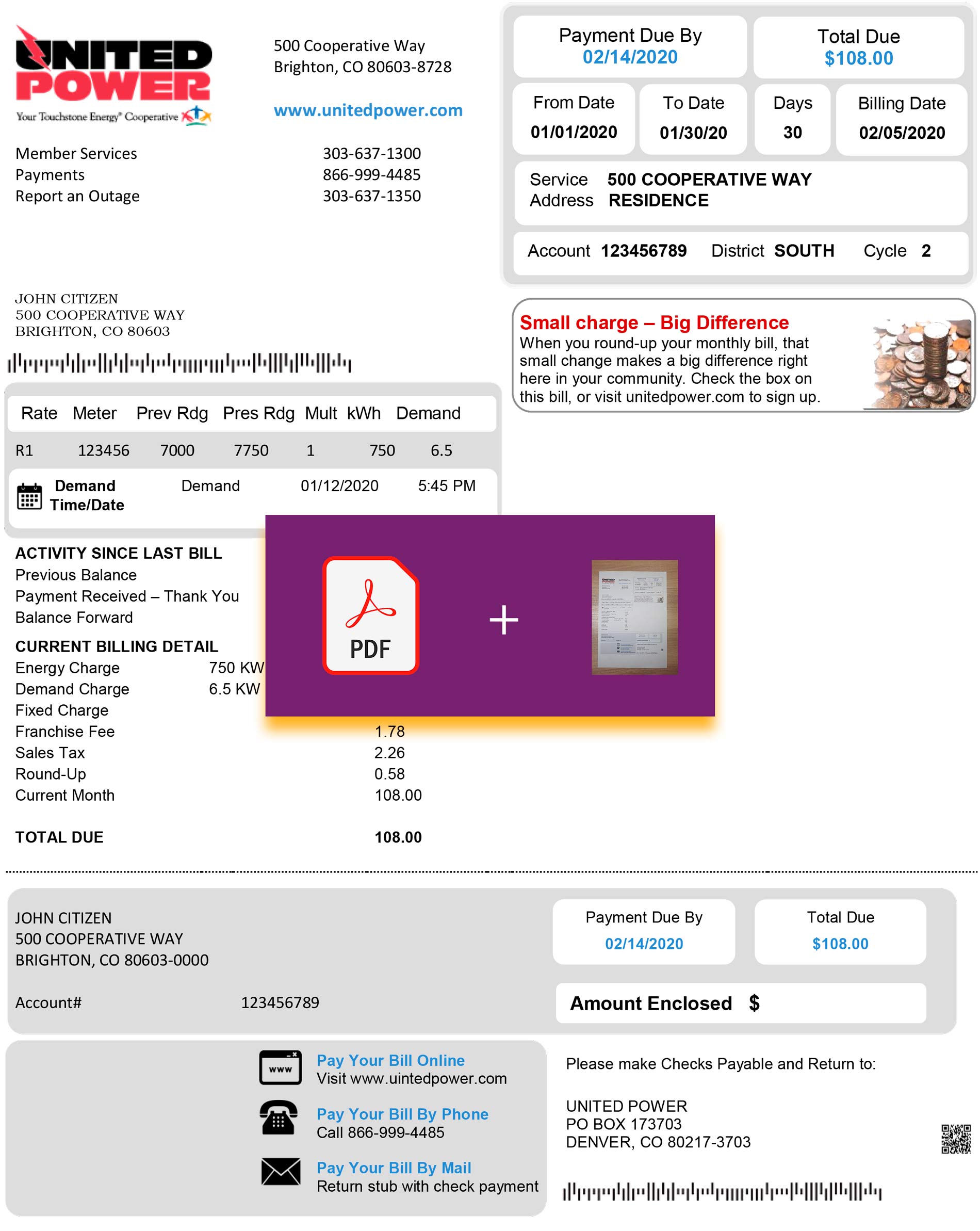 Colorado utility bill template