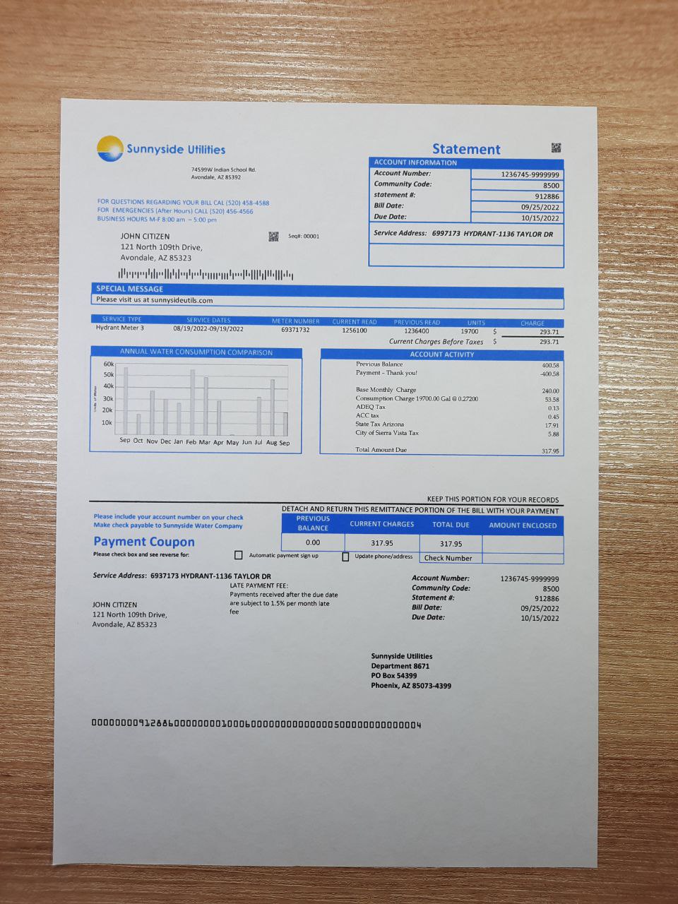 Washington utility bill template