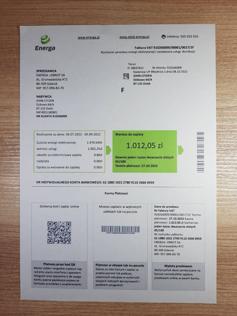 Poland utility bill