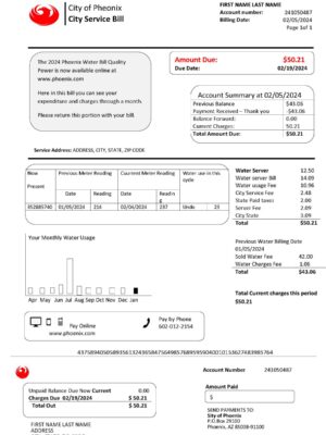 Arizona {Provider} utility bill from {State} – customizable PDF for address proof