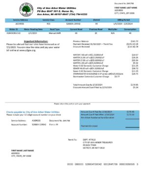 michigan {State} {Provider} A4 utility template – download and edit easily