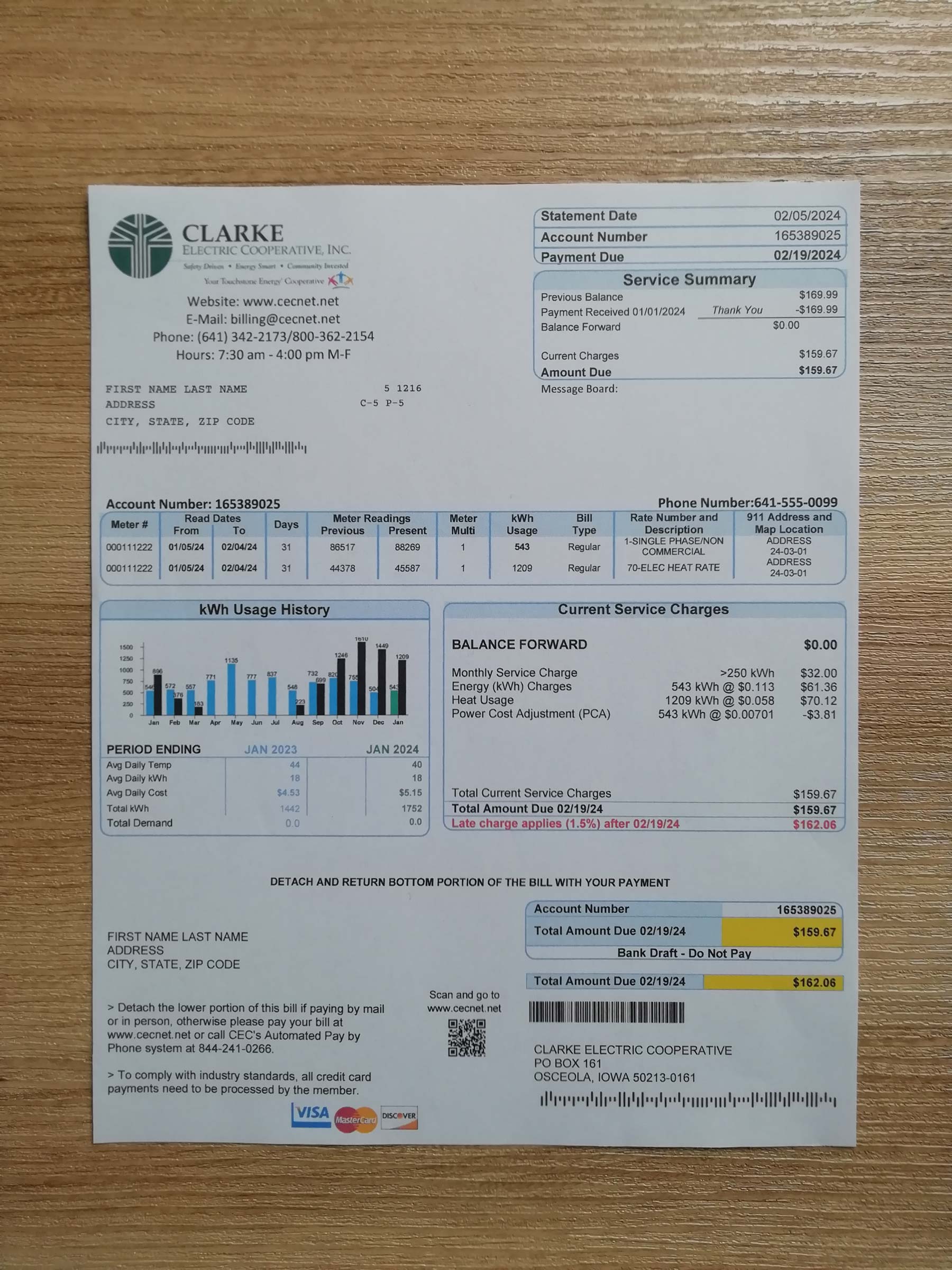 Clarke IOWA Electric Authentic printed {Provider} bill from {State} – proof of address example