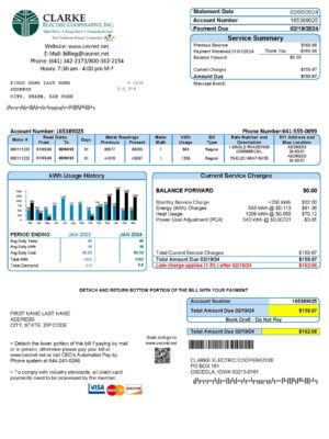 Iowa {Provider} {utility type} statement from {State} – modifiable PDF template