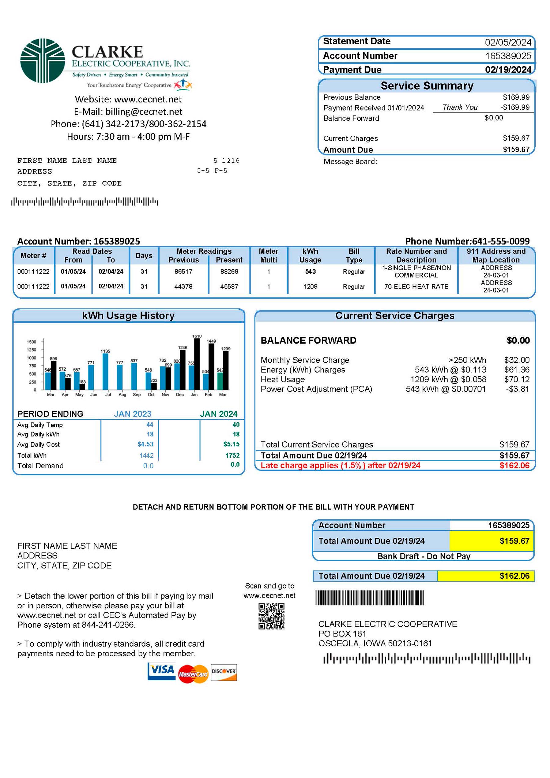 Iowa {Provider} {utility type} statement from {State} – modifiable PDF template