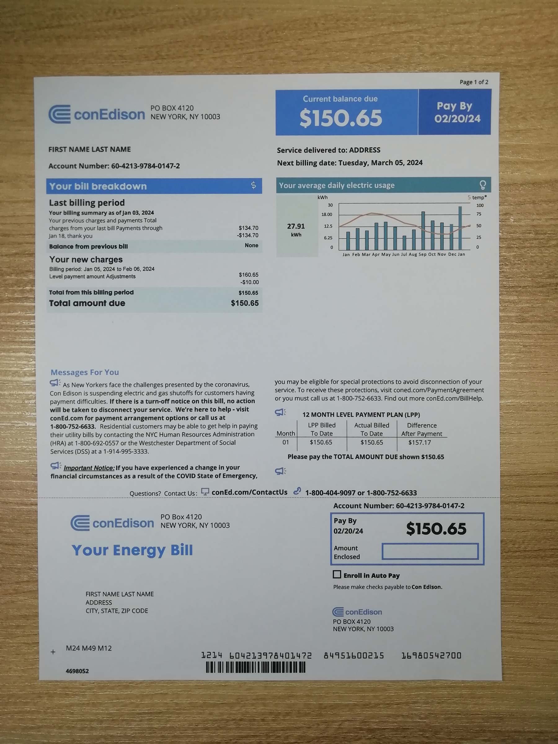 new york con edison {State} {Provider} A4 utility template – download and edit easily
