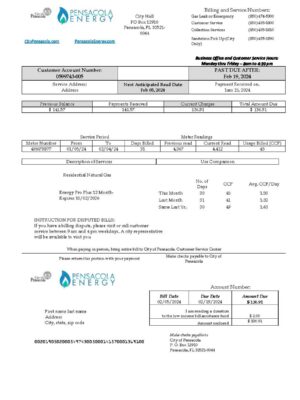 florida {State} {Provider} A4 utility template – download and edit easily